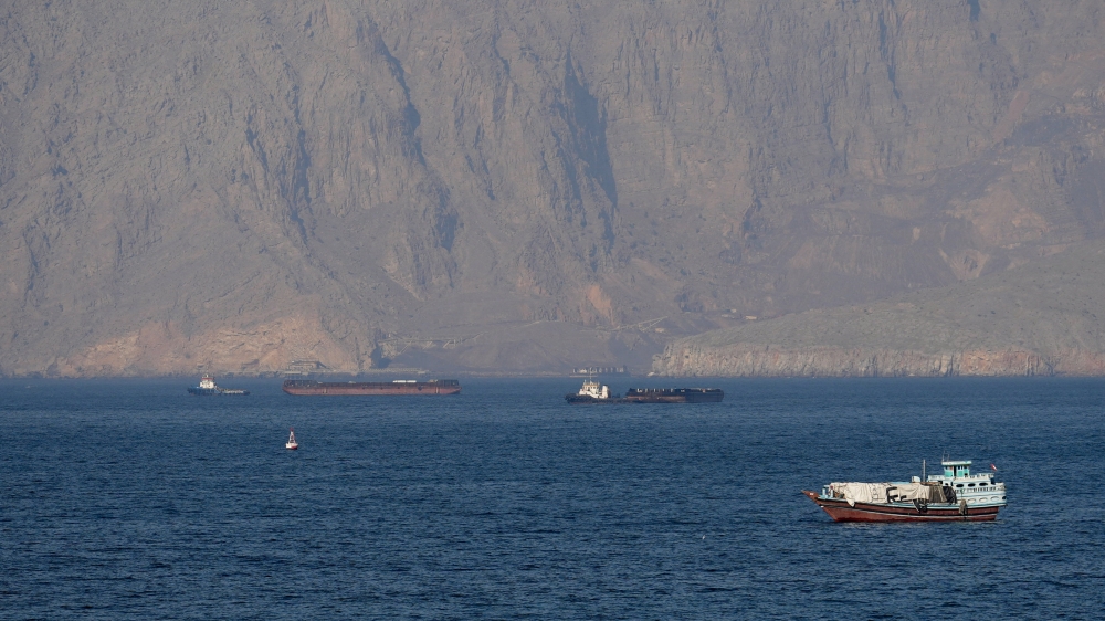 Tankers and other vessels in the Strait of Hormuz off the coast of Musandam