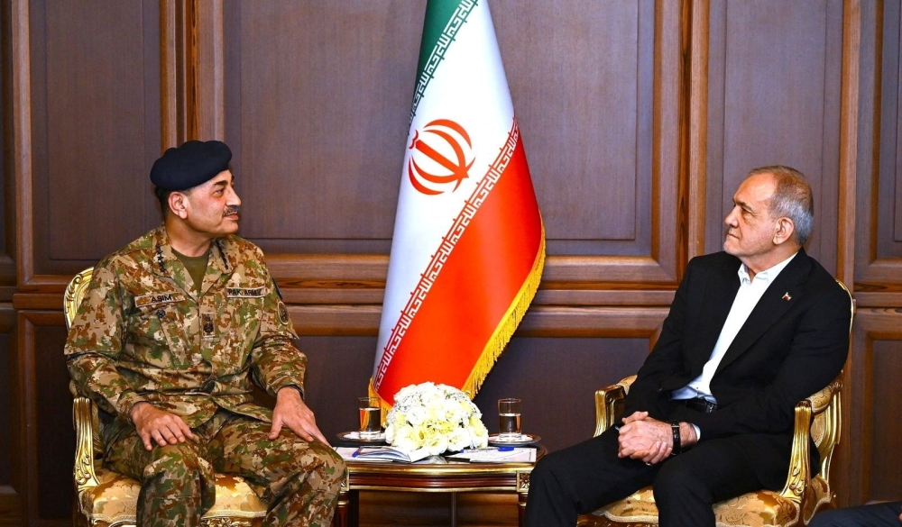 Iranian President Masoud Pezeshkian meets with Pakistan army chief Field Marshal Asim Munir in Tehran