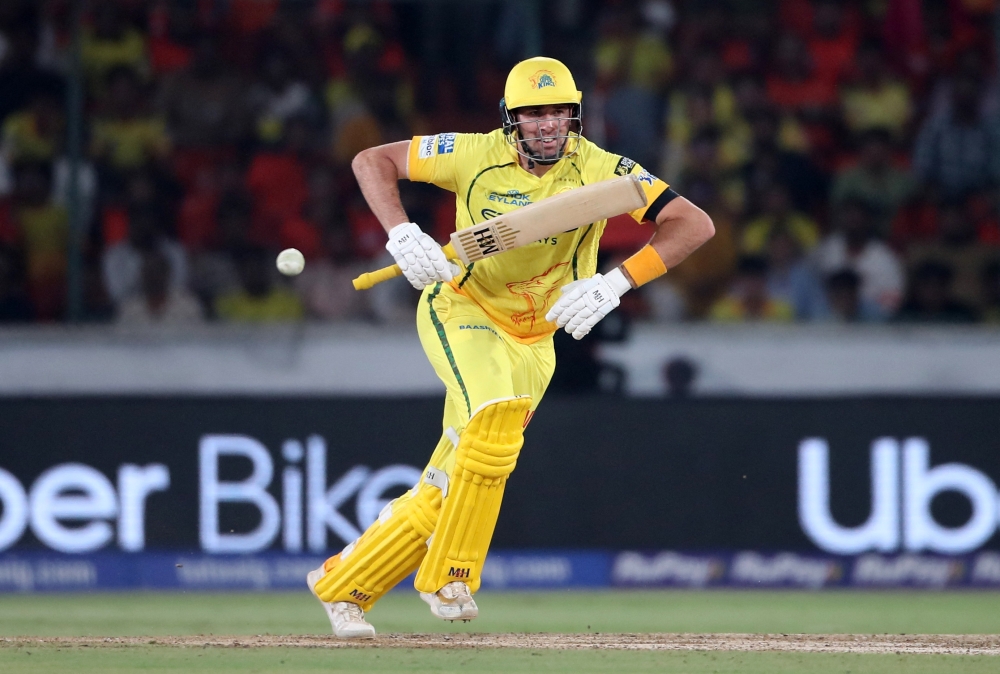   Chennai Super Kings' Jamie Overton in action  