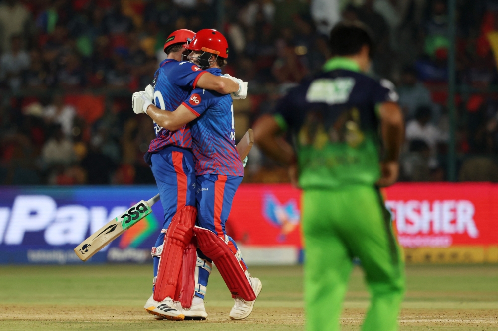   Delhi Capitals' Tristan Stubbs and David Miller celebrate after the match 