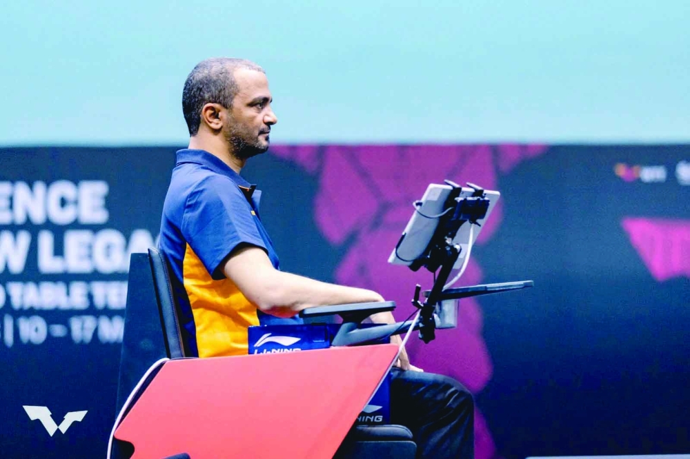 Oman's international TT umpire Mohammed al Alawi officiating a match.