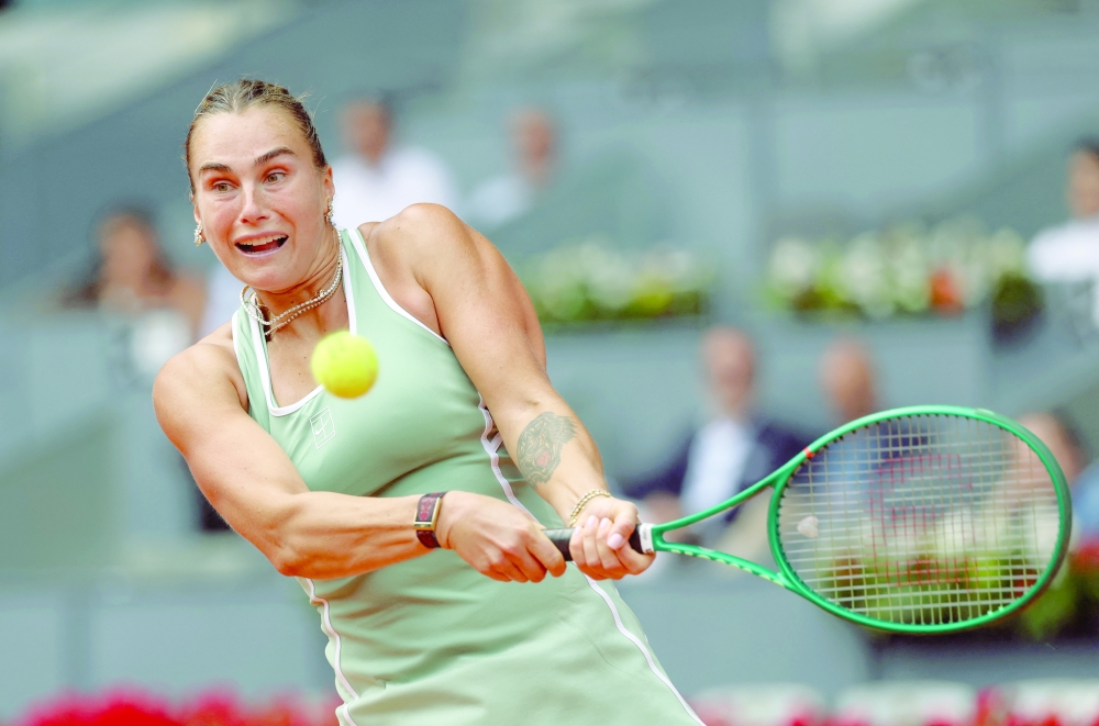 Belarus' Aryna Sabalenka in action during her second round match against Peyton Stearns of the US at the Madrid Open. — Reuters