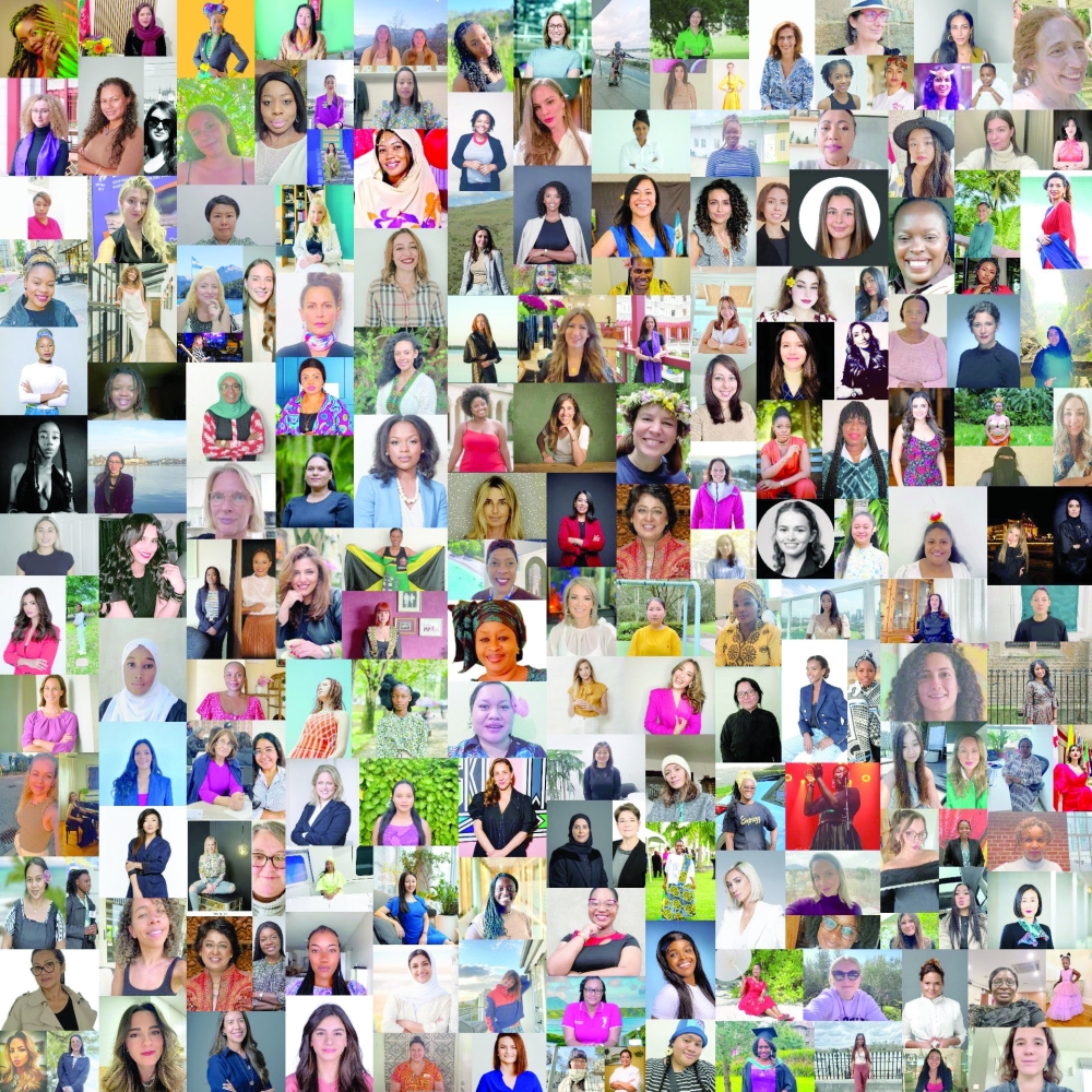 A collage of the 195 women who participated in the 2025 Guinness World Records title set by the Frequency School
