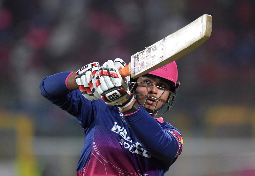  Rajasthan Royals' Vaibhav Sooryavanshi during the warm up before the match  