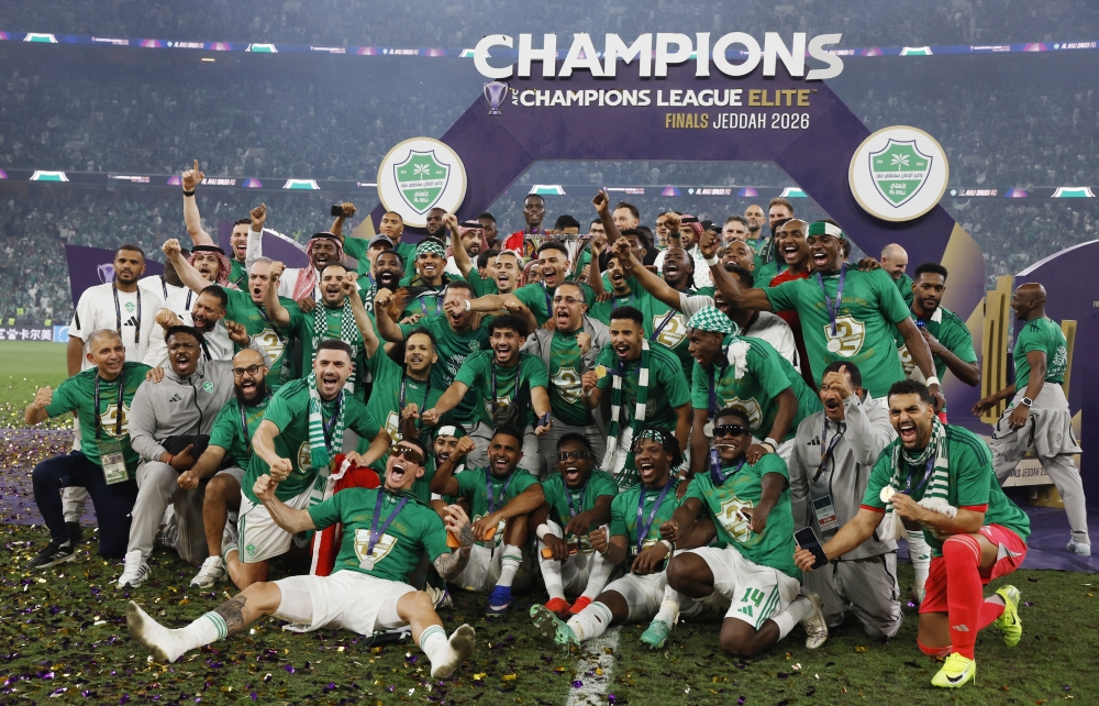   Al Ahli players celebrate after winning the Asian Champions League  