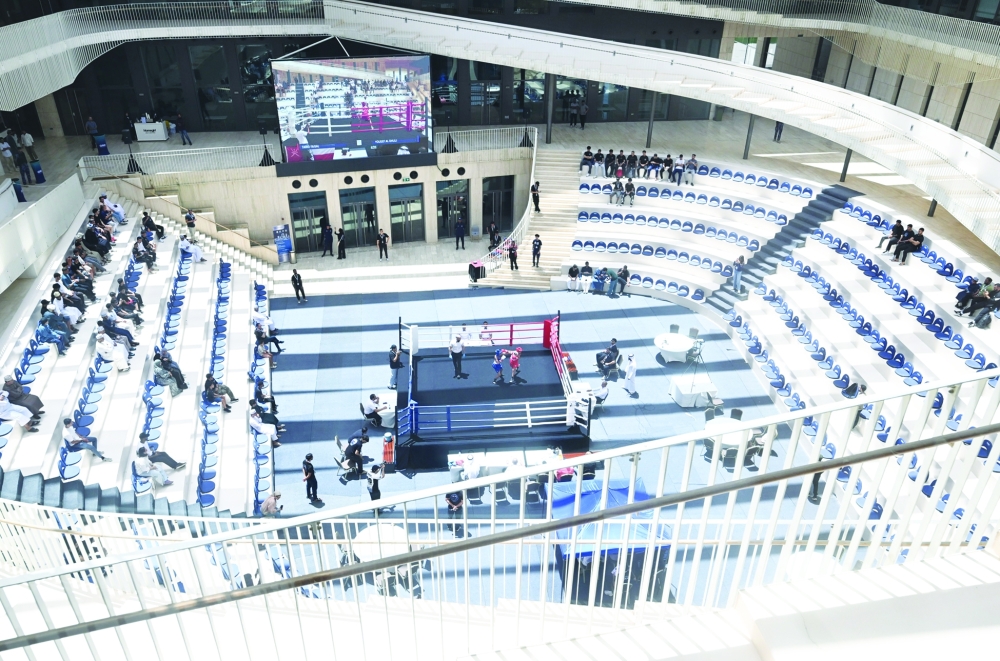 Boxers in action during the final day of the first Oman Boxers Championship in Muscat.