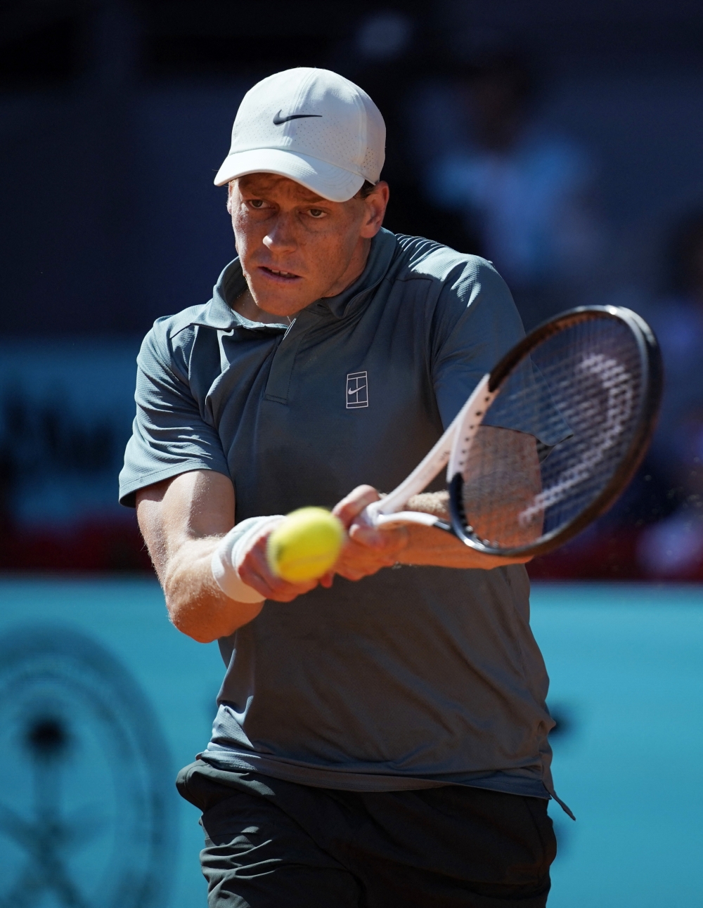    Italy's Jannik Sinner in action during his round of 32 match against Denmark's Elmer Moller  