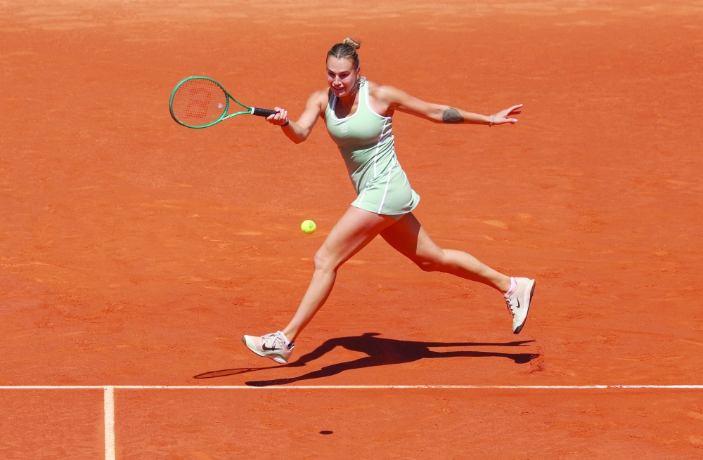 Belarus' Aryna Sabalenka in action during her round of 16 match against Japan's Naomi Osaka.  — Reuters