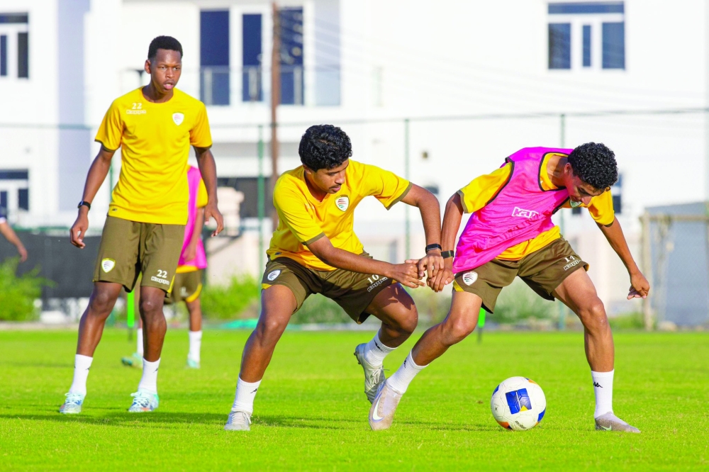 Oman U-17 team during the training session.