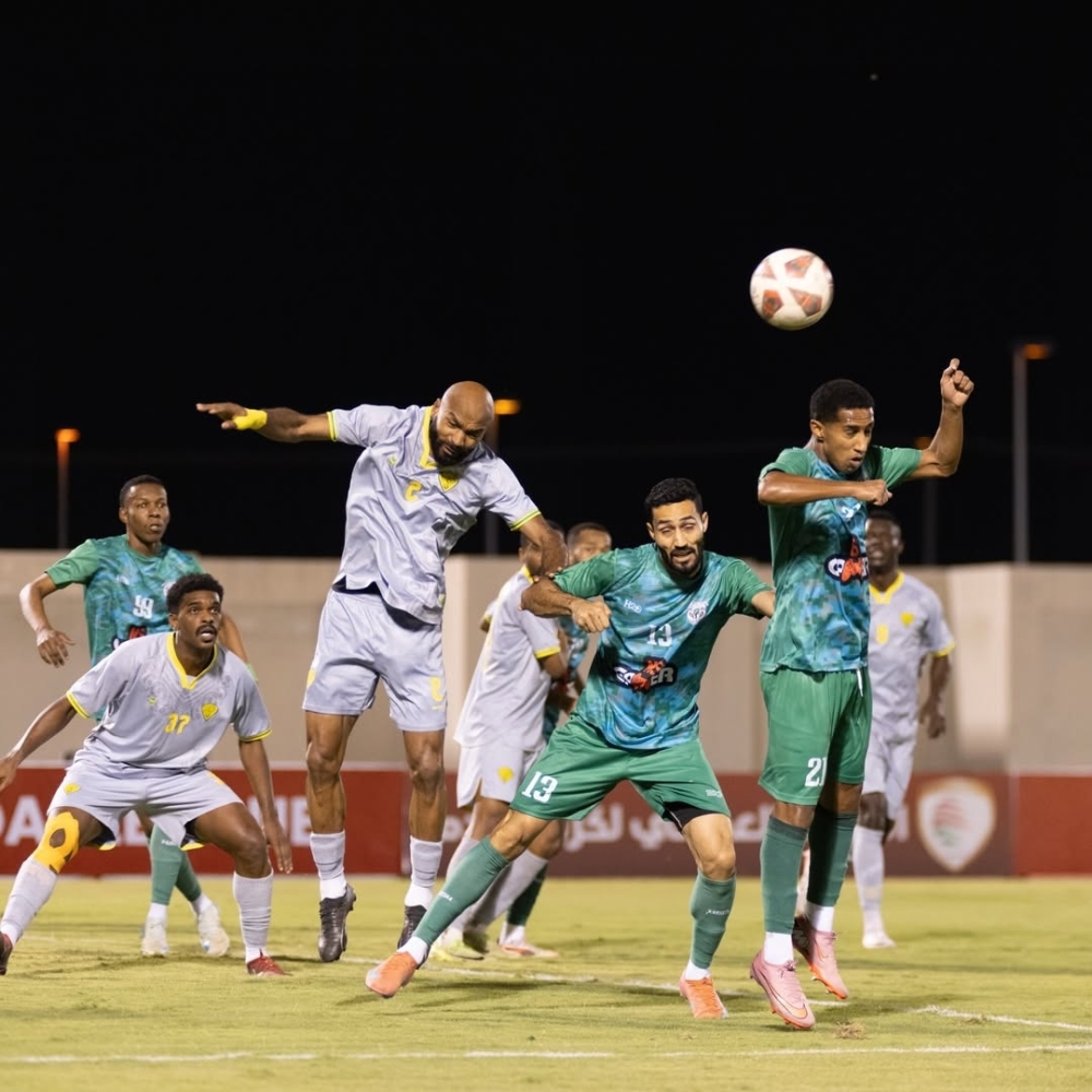 Action from Al Khabourah’s 2-0 win over Samayil in round 22 of the Jindal League.