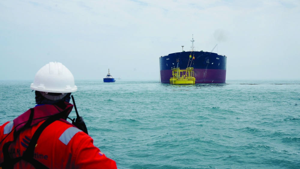 Oil tanker HELGA is moored at one of Iraq's southern offshore oil terminals near Basra. — Reuters 