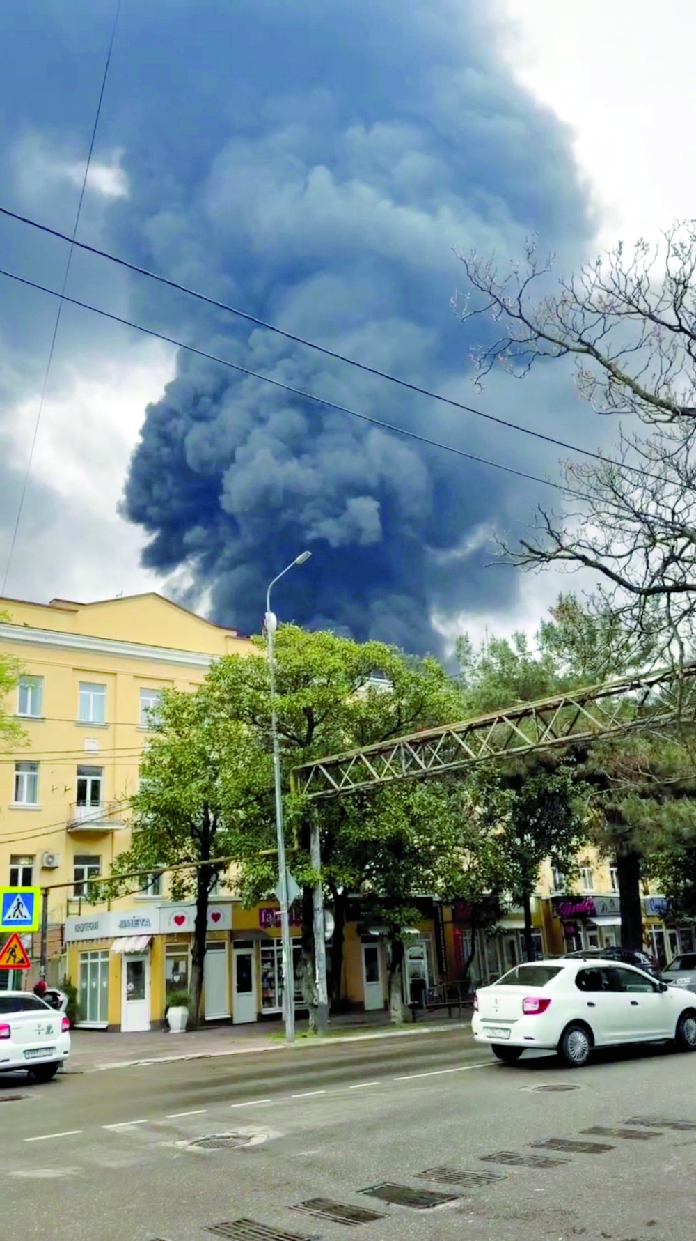 Smoke rises following a Ukrainian drone attack, in Tuapse, Krasnodar Region, Russia. — Reuters