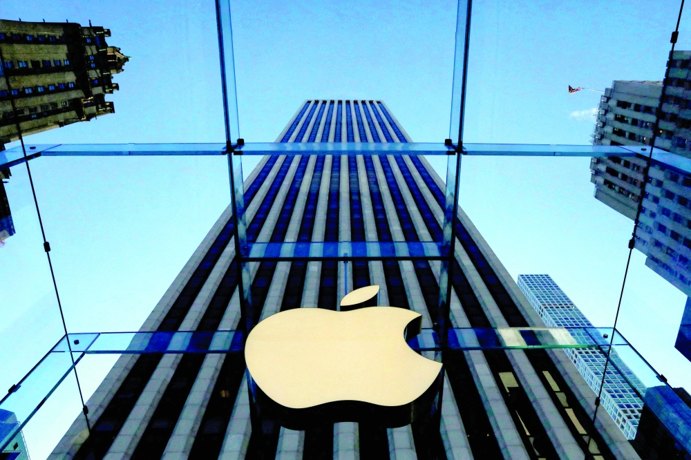 The Apple logo is seen during the preview of the redesigned and reimagined Apple Fifth Avenue store in New York. — Reuters