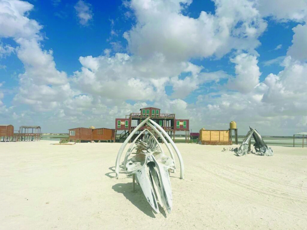 Beach scene with skeletal remains at Bar Al Hikman