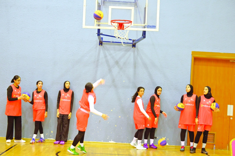 Omani women’s 3x3 basketball team prepare in Bausher before heading to Cyprus for their final Gulf Games build-up. — Khalfan al Ruzaiqi