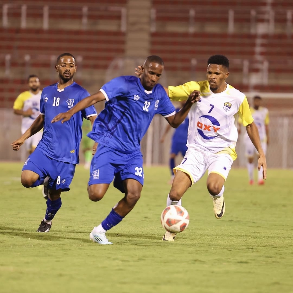 Action from Sur’s 2-1 win over Ibri in the Jindal League at Nizwa Sports Complex.