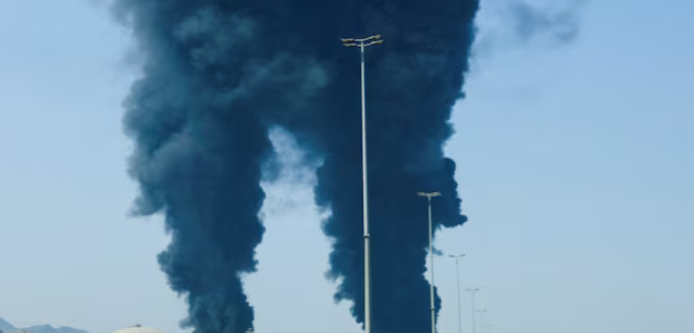 File photo: Smoke rises in the Fujairah oil industry zone