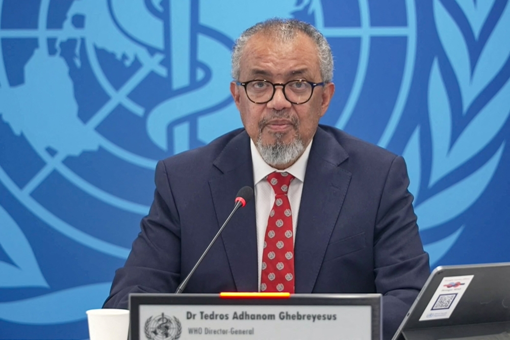 WHO Director-General Tedros Adhanom Ghebreyesus speaking during a virtual press conference on the hantavirus cluster linked to a cruise ship travel, 
