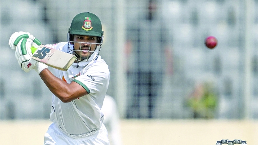 Bangladesh's captain Najmul Hossain Shanto plays a shot during the first test cricket match between Bangladesh and Pakistan at the Sher-e-Bangla National Stadium in Mirpur on May 8, 2026. (Photo by Munir UZ ZAMAN / AFP)