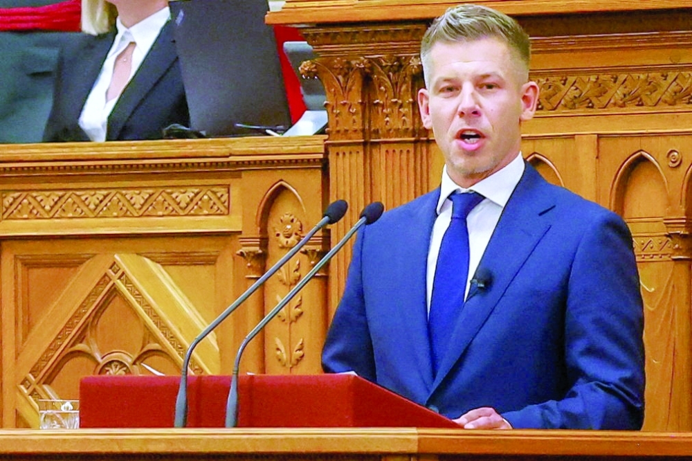 Peter Magyar delivers a speech after becoming Hungary's new Prime Minister, at the Parliament in Budapest. — Reuters 