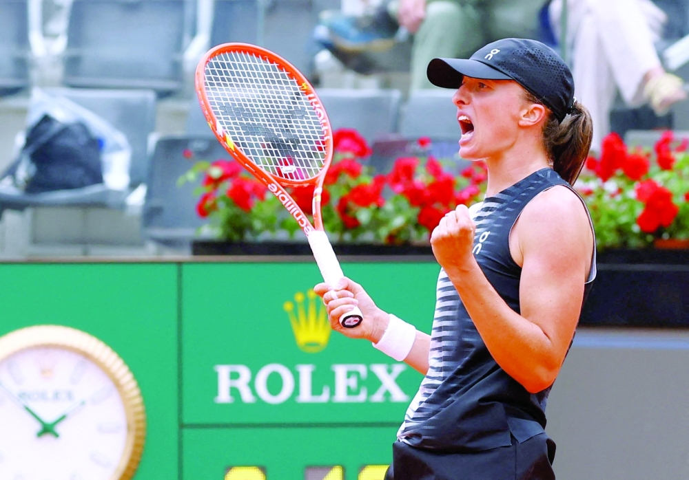 Tennis - Italian Open - Foro Italico, Rome, Italy - May 8, 2026
Poland's Iga Swiatek celebrates after winning her second round match against Caty McNally REUTERS/Ciro de Luca