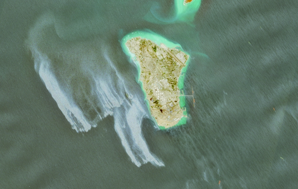 A satellite image shows a likely oil spill covering dozens of square kilometres near Iran's Kharg Island. — Reuters