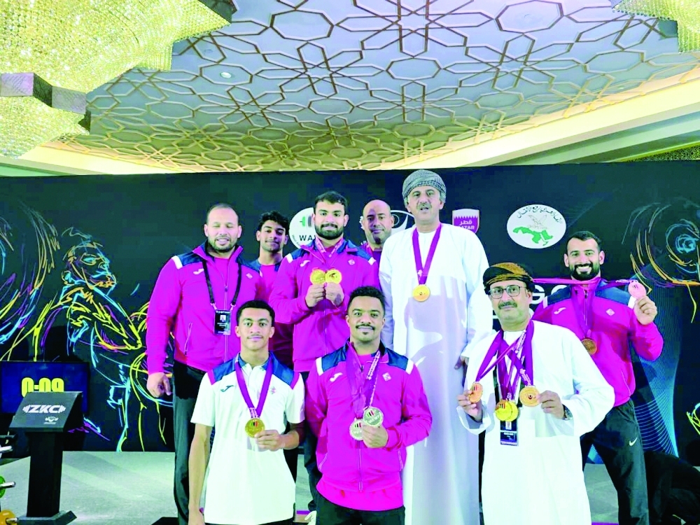 Oman weightlifting team during the west Asian event.