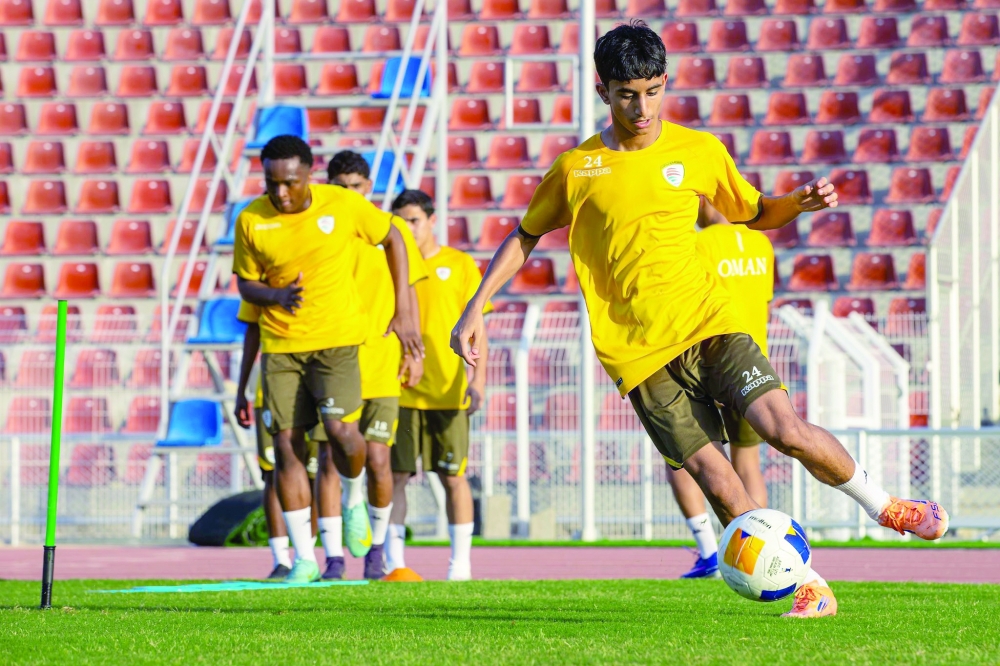 Oman U17 players during a training session at their recent internal camp in Muscat.