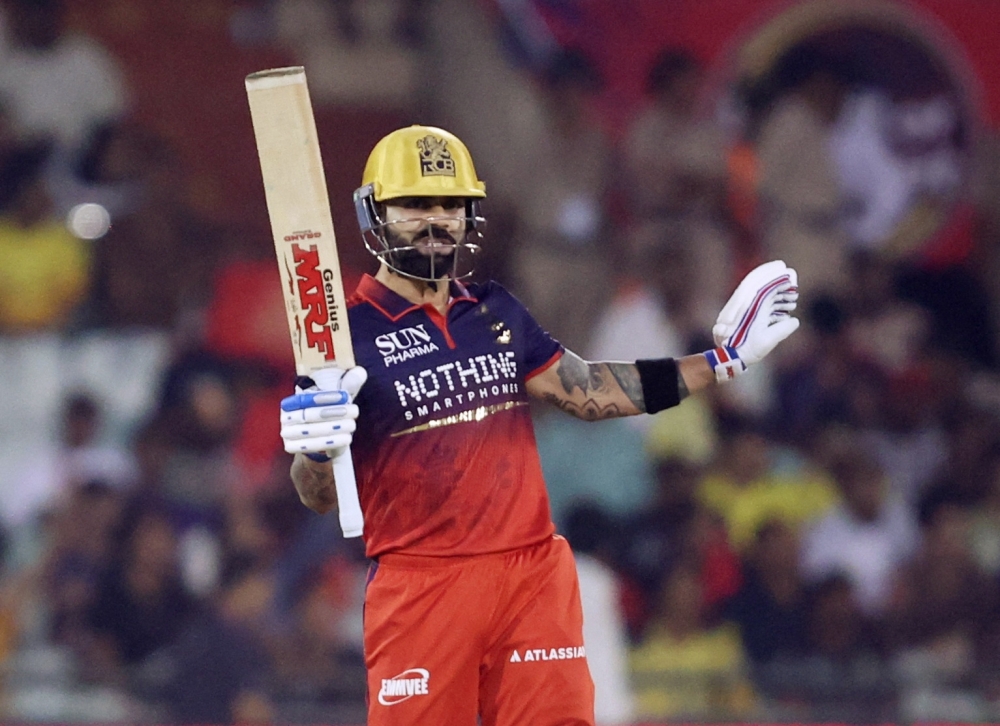  
Royal Challengers Bengaluru's Virat Kohli reacts  

