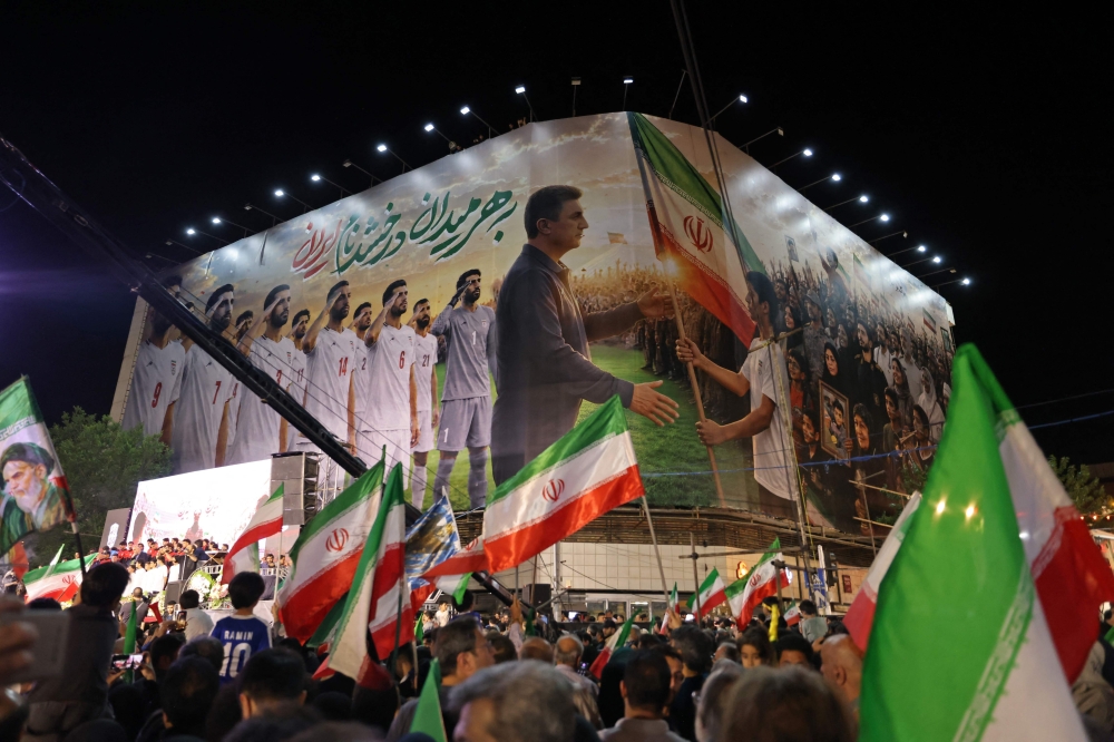  People gather to attend the farewell ceremony of Iran's national football team ahead of their departure for the 2026 FIFA World Cup 