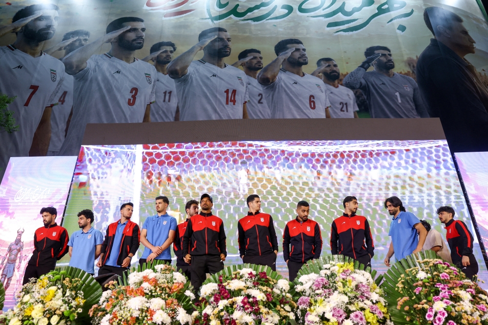 Members of Iran's national soccer team attend a farewell ceremony ahead of their departure to the 2026 World Cup in Tehran 