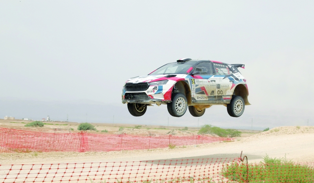 Oman's Abdullah al Rawahi in action during Jordan Rally.