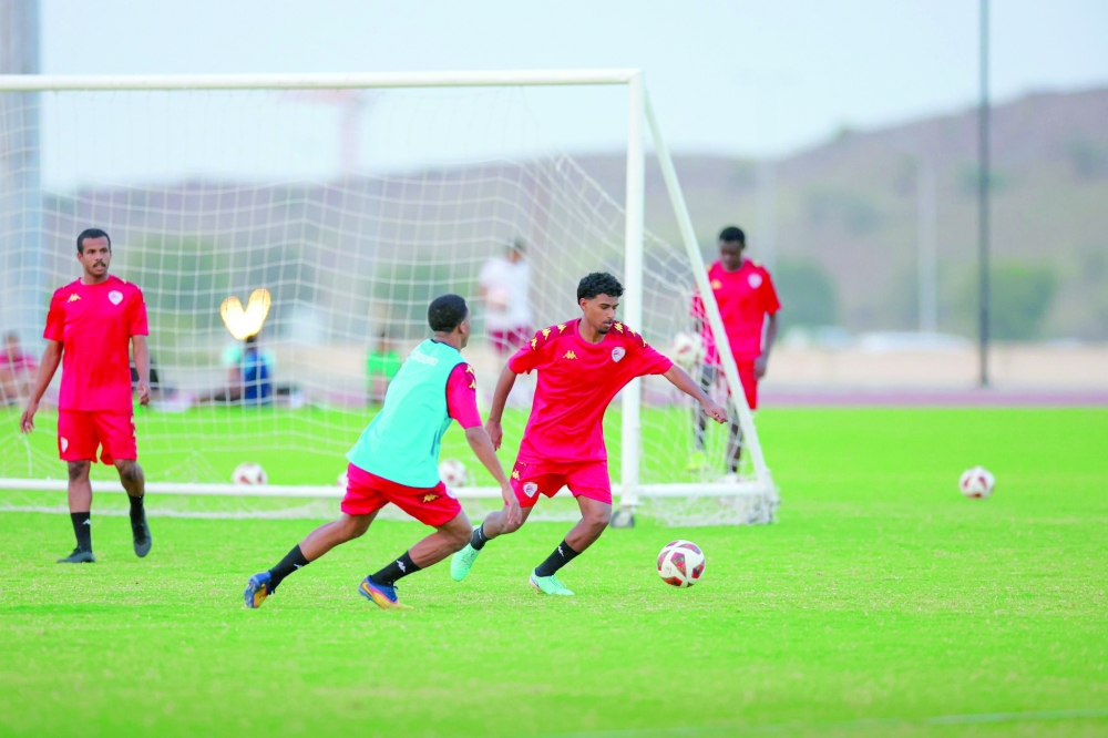 Oman U20 players during a training session at their recent internal camp in Muscat.