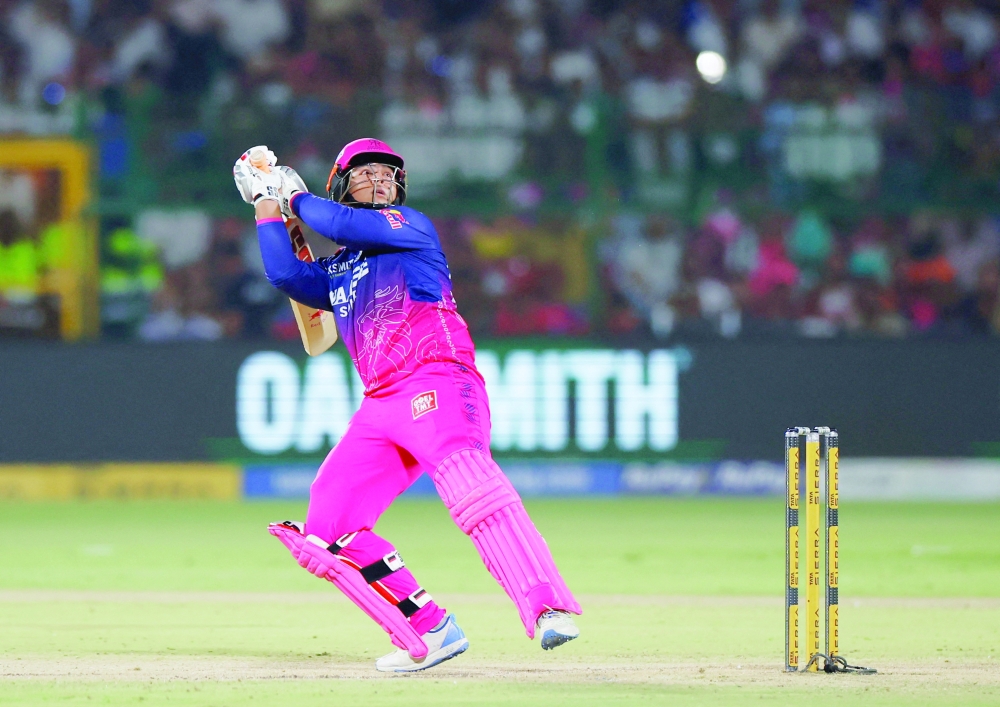 Rajasthan Royals' Vaibhav Sooryavanshi in action against Lucknow Super Giants in Jaipur. — Reuters