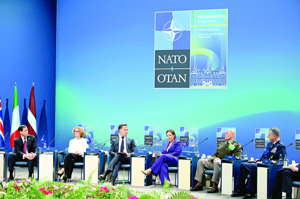 Nato officials deliver the opening remarks during a panel in Helsingborg, Sweden. — AFP
