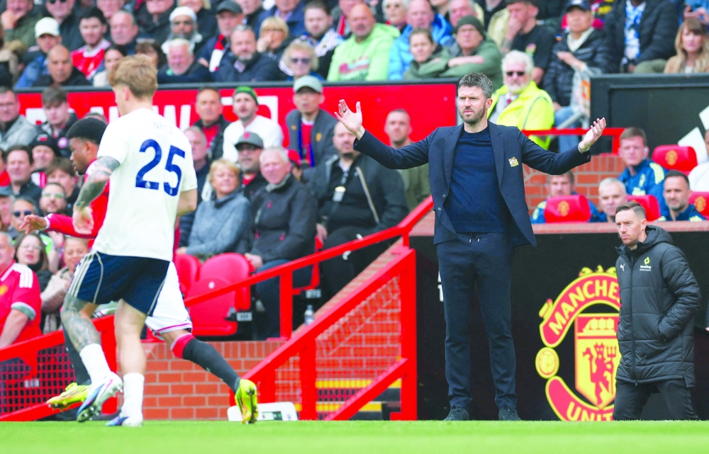 Manchester United manager Michael Carrick reacts during the EPL match against Nottingham Forest at Old Trafford on May 17. — Reuters 