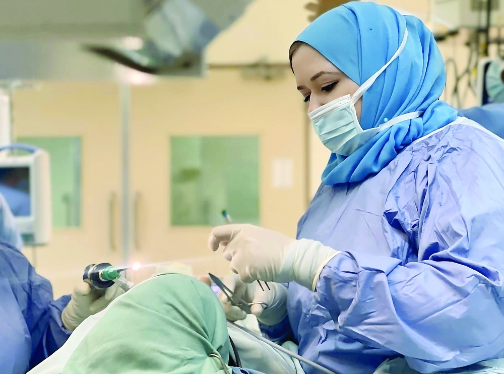 The surgical team used an endoscopic technique that was applied via the nose.