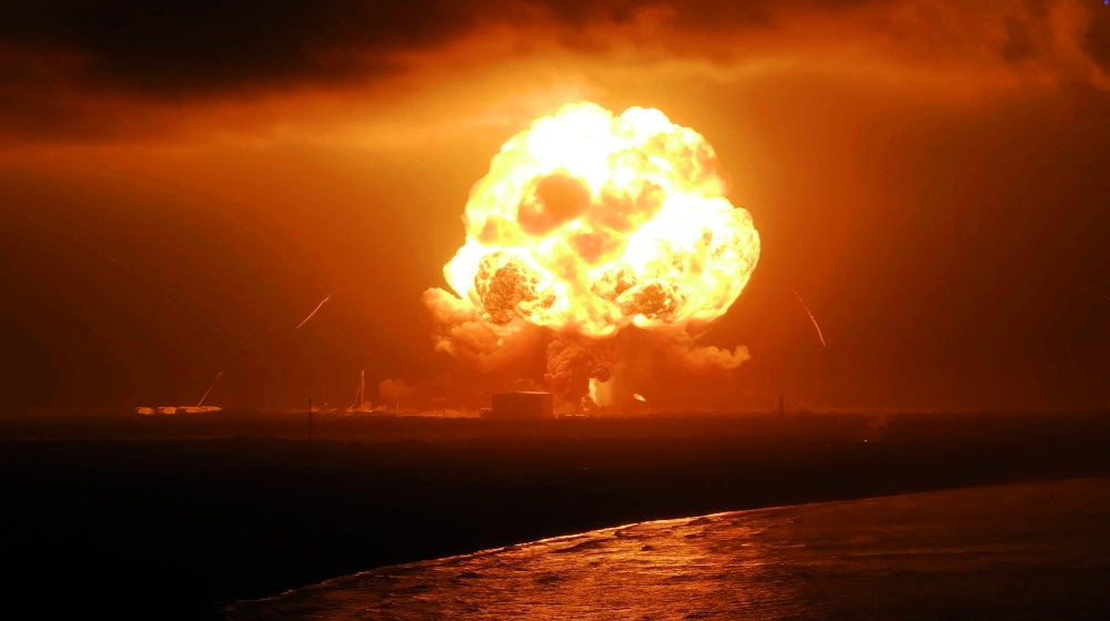 Fire during an explosion of the uncrewed Blue Origin's New Glenn rocket during a test on a launchpad  in Cape Canaveral. — Reuters 