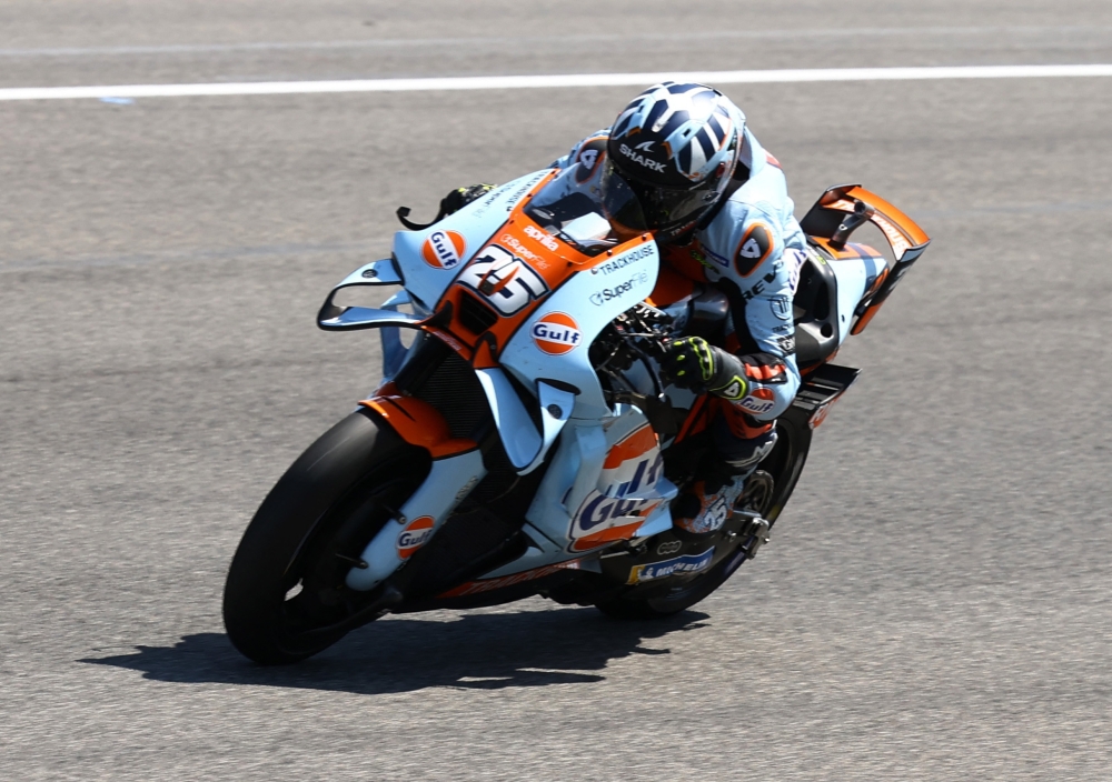  
Trackhouse MotoGP Team's Raul Fernandez in action during the sprint race   