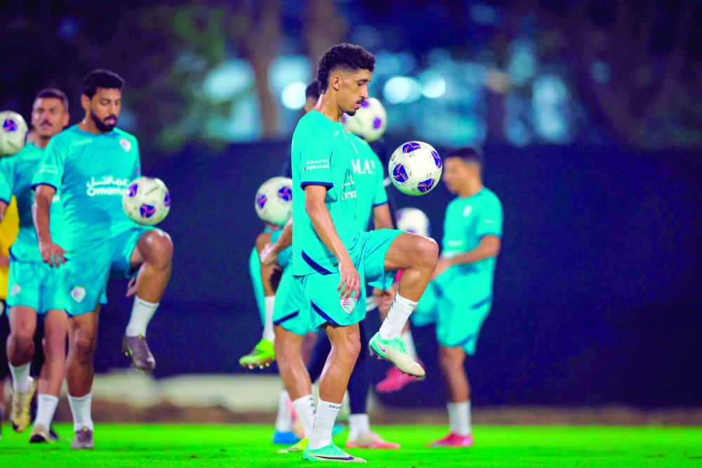 Oman players during a training session in Jakarta as part of their Indonesia camp.