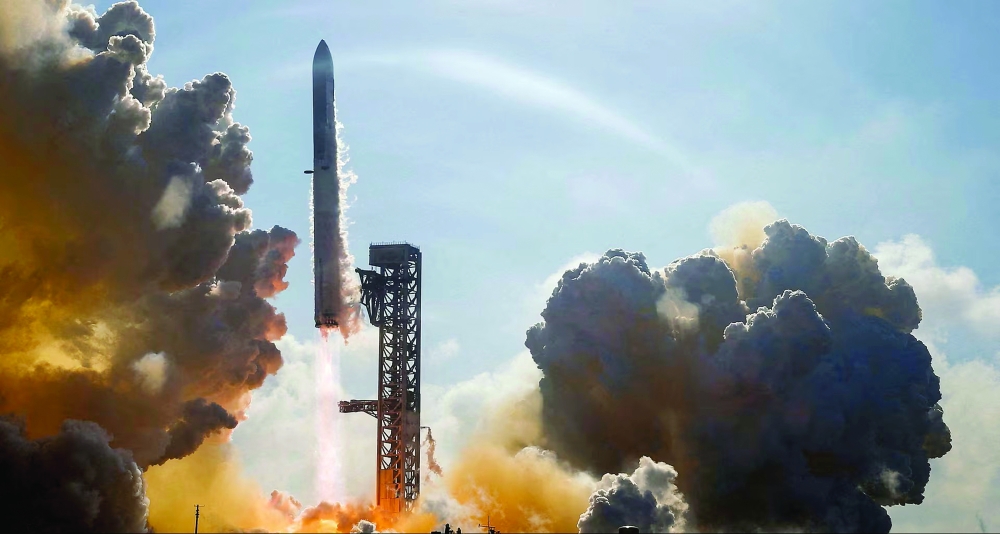 SpaceX Starship and Super Heavy Booster creates sound waves as it lifts off on its 12th test flight from the SpaceX launch complex in Starbase. REUTERS