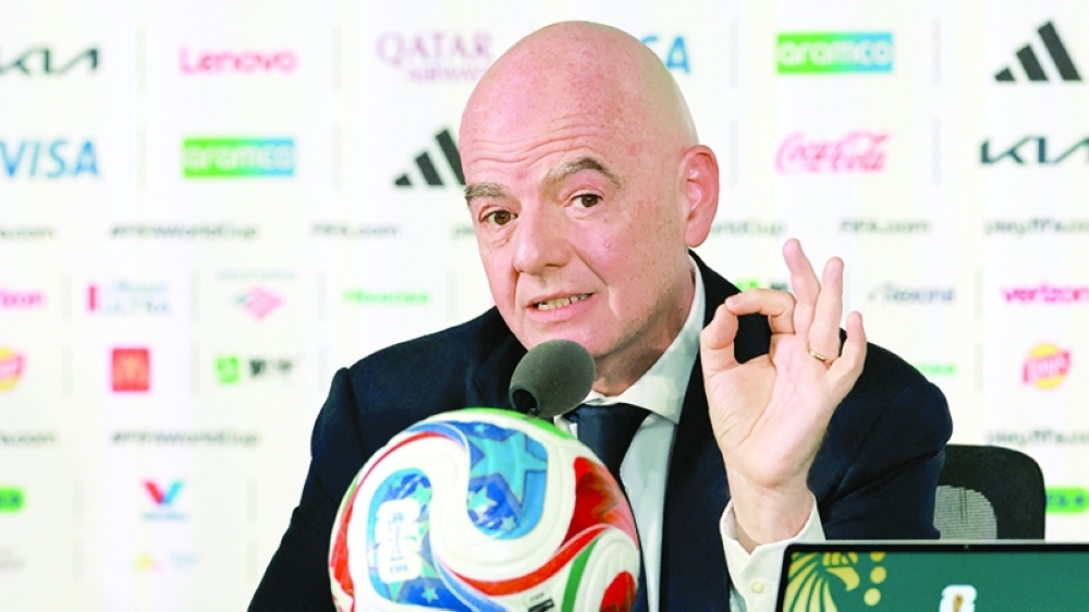 Fifa President Gianni Infantino during the press conference. — Reuters