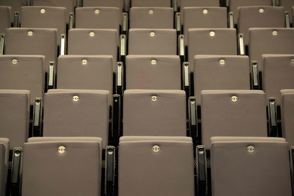 This photograph shows the seats of the main stage at 'MC93' Maison de la Culture de Seine-Saint-Denis, in Bobigny. — AFP

