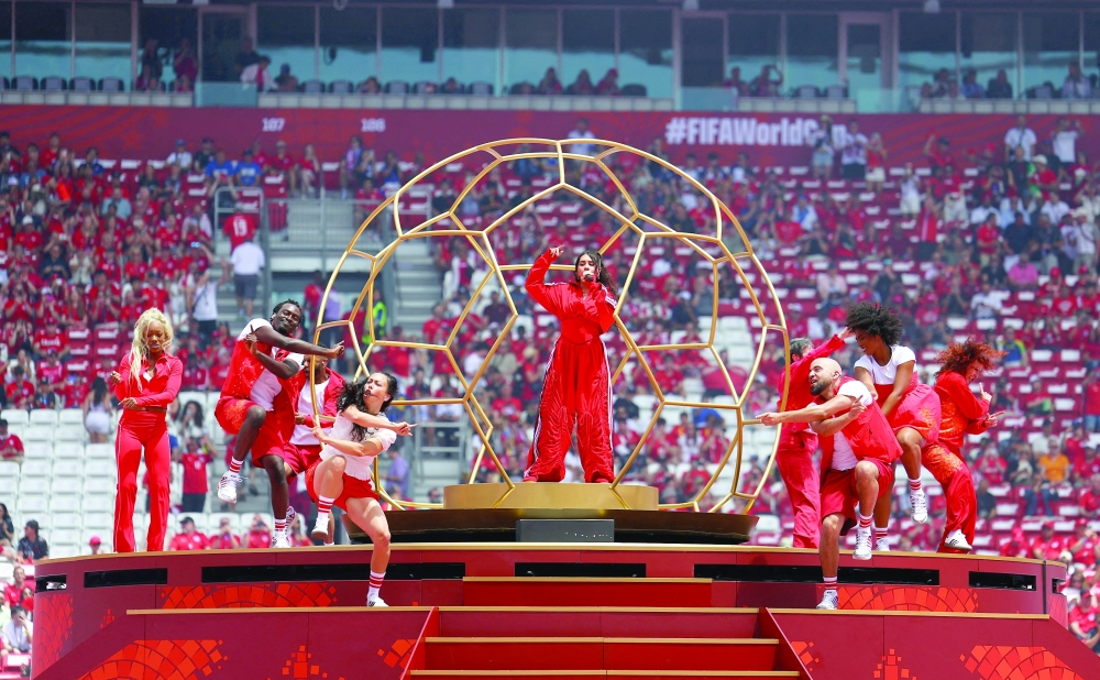 Performers during the opening ceremony before the match.— REUTERS