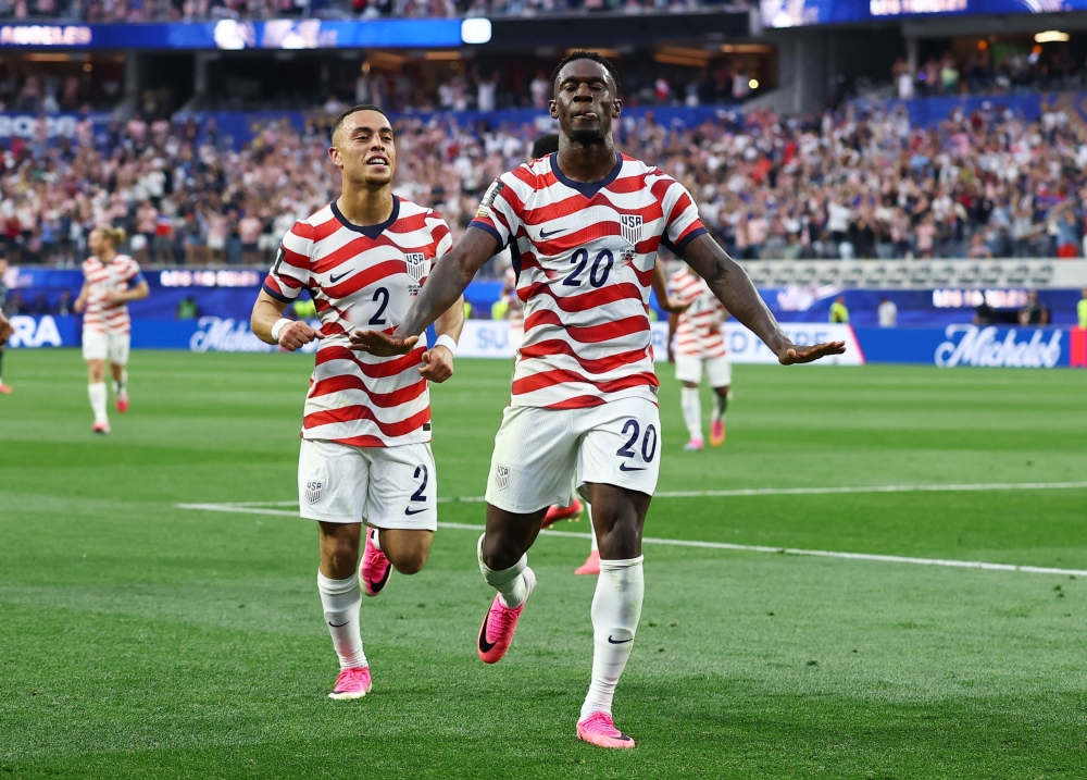 
Folarin Balogun of the U.S. celebrates scoring their third goal. — Reuters