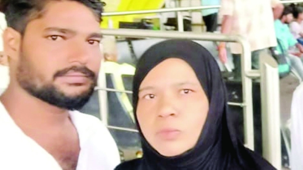 Gulzar Hazar Nisha with her son in India.
