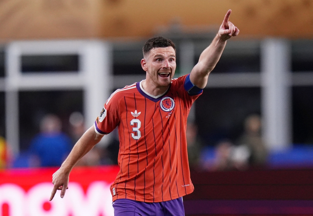  
Scotland's Andy Robertson reacts. — Reuters