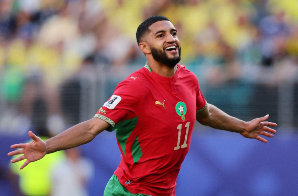 
Morocco's Ismael Saibari celebrates scoring their first goa. — Reuters