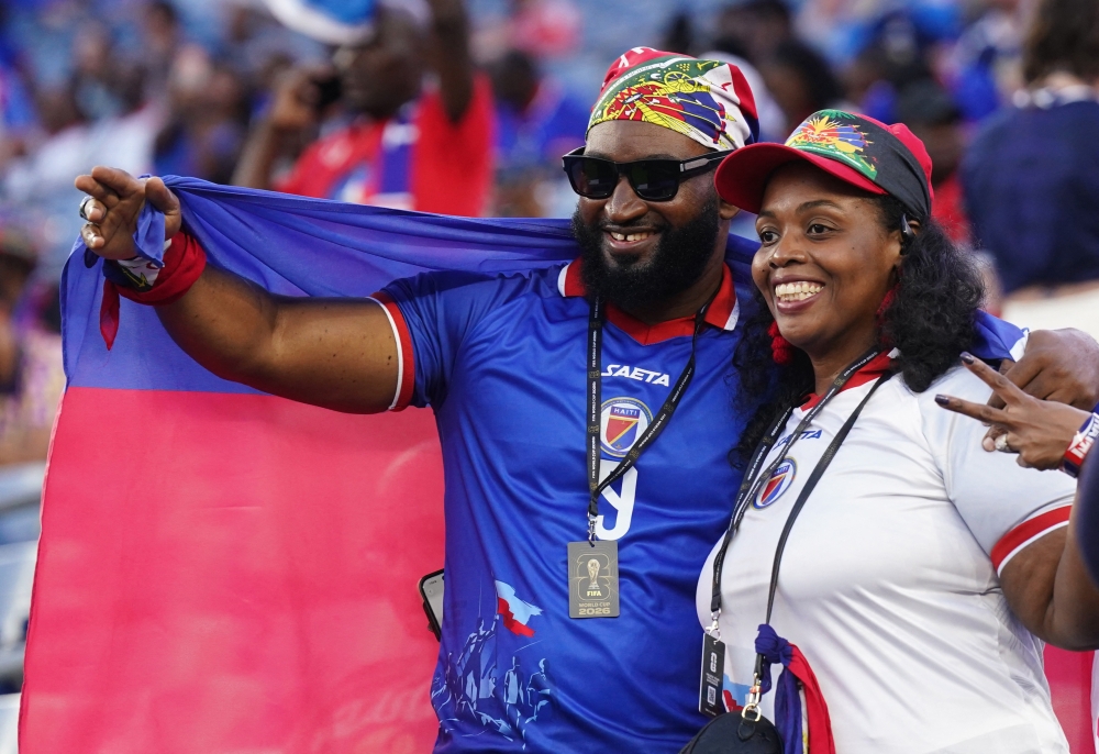 Haiti fans inside the stadium before the match. — Reuters