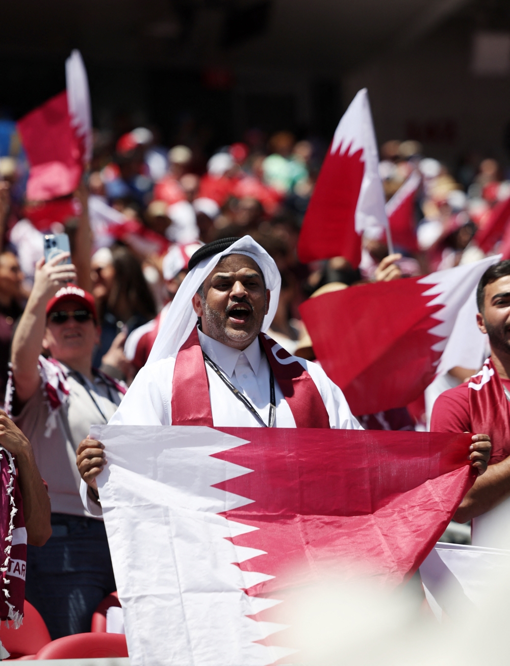 Qatar fans inside the stadium before the match. — Reuters
